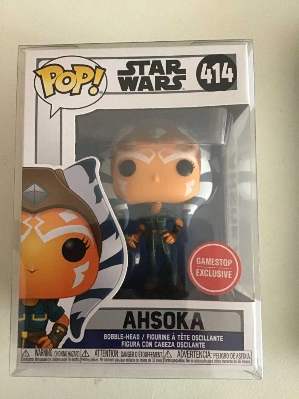 Funko Pop Star Wars Ahsoka Tano #414 GameStop Exclusive Vinyl Figure w/ Protect